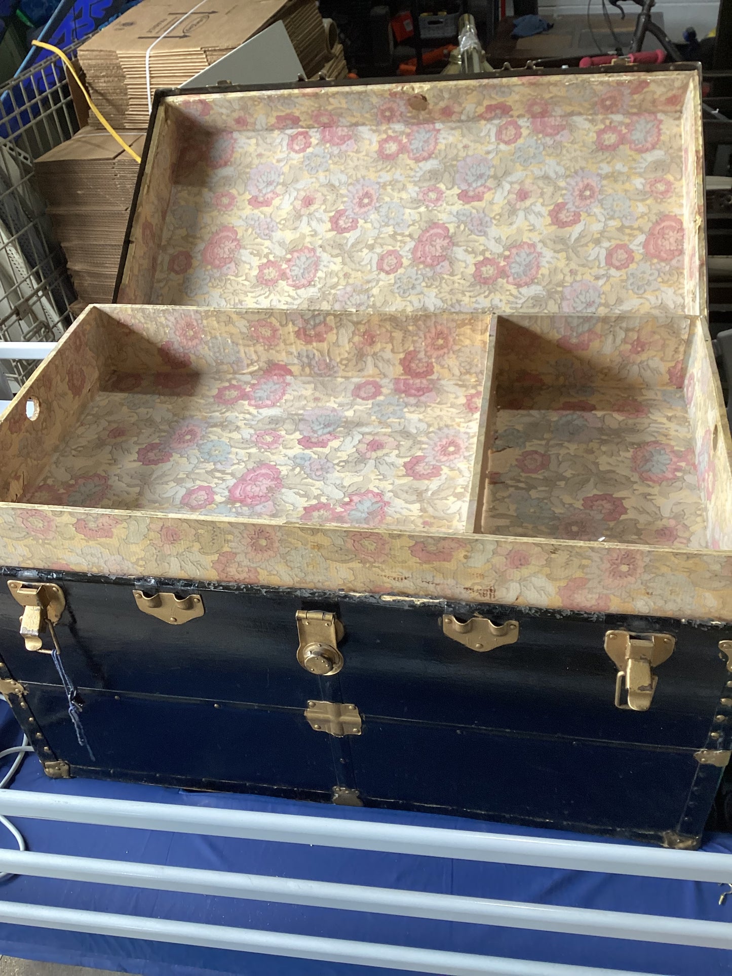 Antique Black Steamer Trunk