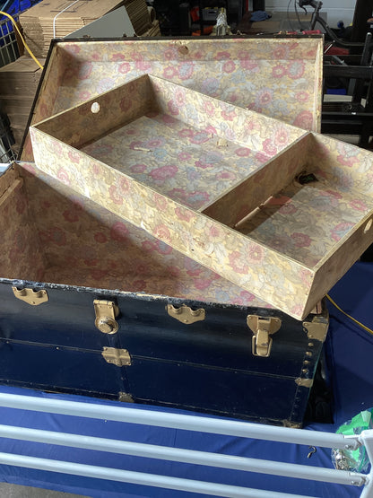 Antique Black Steamer Trunk