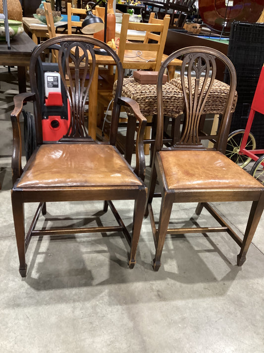 Antique Style Brown Leather Seat Chair