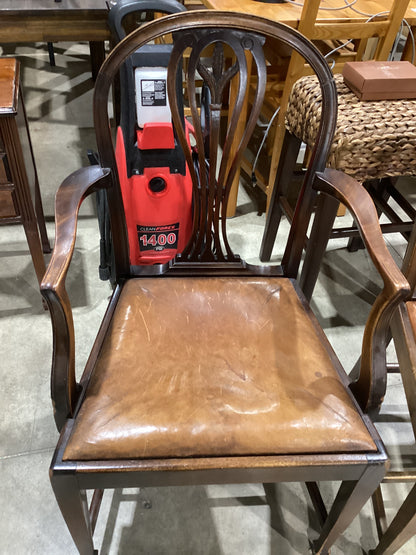 Antique Style Brown Leather Seat Chair
