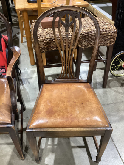 Antique Style Brown Leather Seat Chair