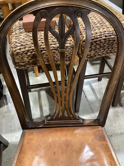 Antique Style Brown Leather Seat Chair