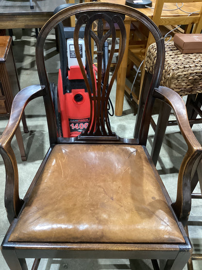 Antique Style Brown Leather Seat Chair