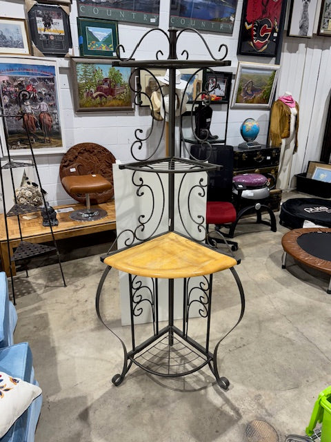 Corner Shelf-Wood & Metal
