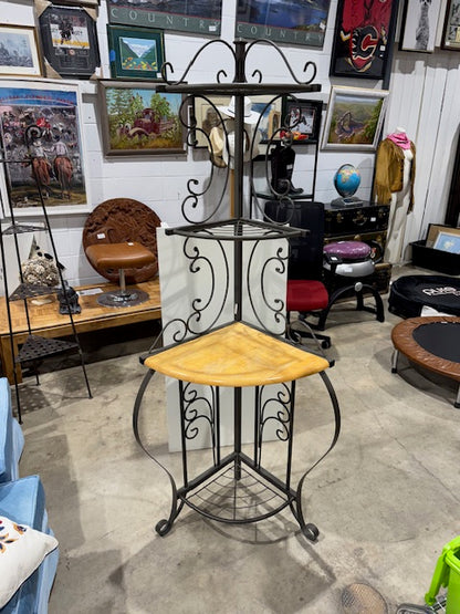 Corner Shelf-Wood & Metal