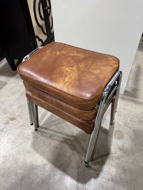 Vintage Brown Vinyl Stacking Stools