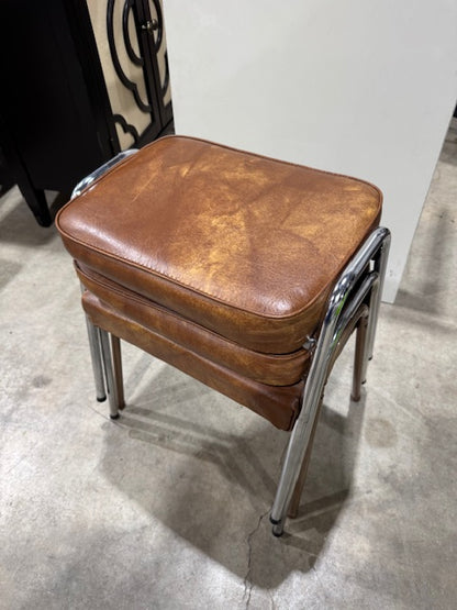 Vintage Brown Vinyl Stacking Stools