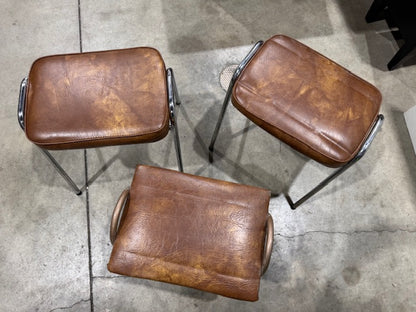 Vintage Brown Vinyl Stacking Stools