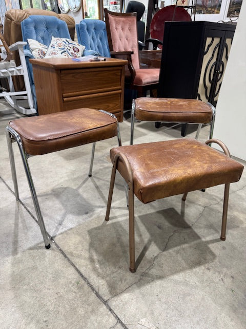 Vintage Brown Vinyl Stacking Stools