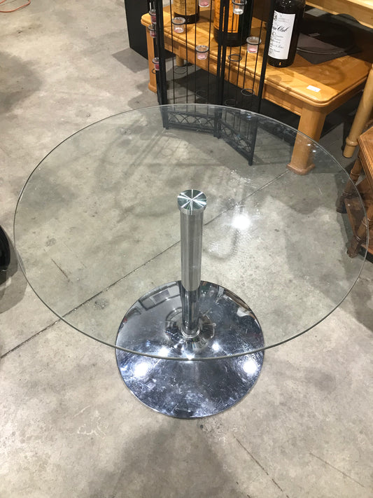Round Glass Table with Chrome Base