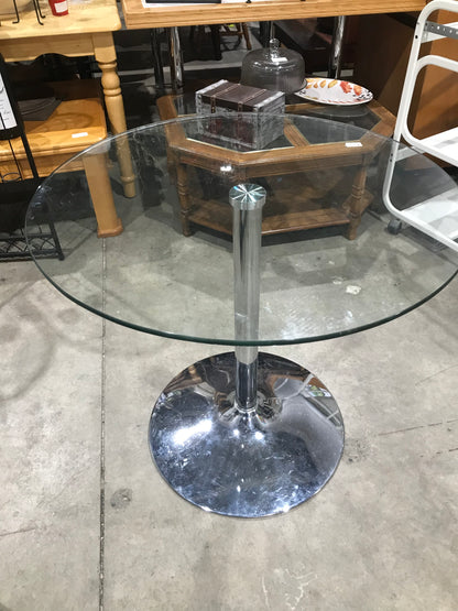 Round Glass Table with Chrome Base