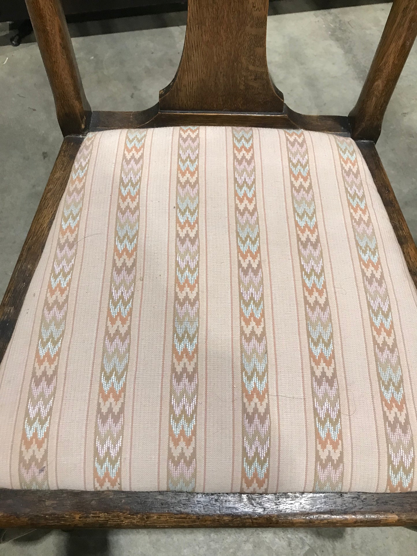 Antique Pair of Wooden Chairs with Upolstered Seats