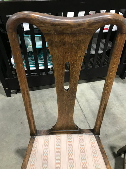 Antique Pair of Wooden Chairs with Upolstered Seats