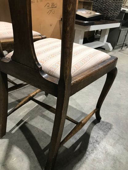 Antique Pair of Wooden Chairs with Upolstered Seats