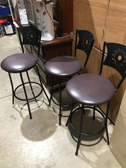 Burgundy Metal Swivel Bar Stool - 1 available