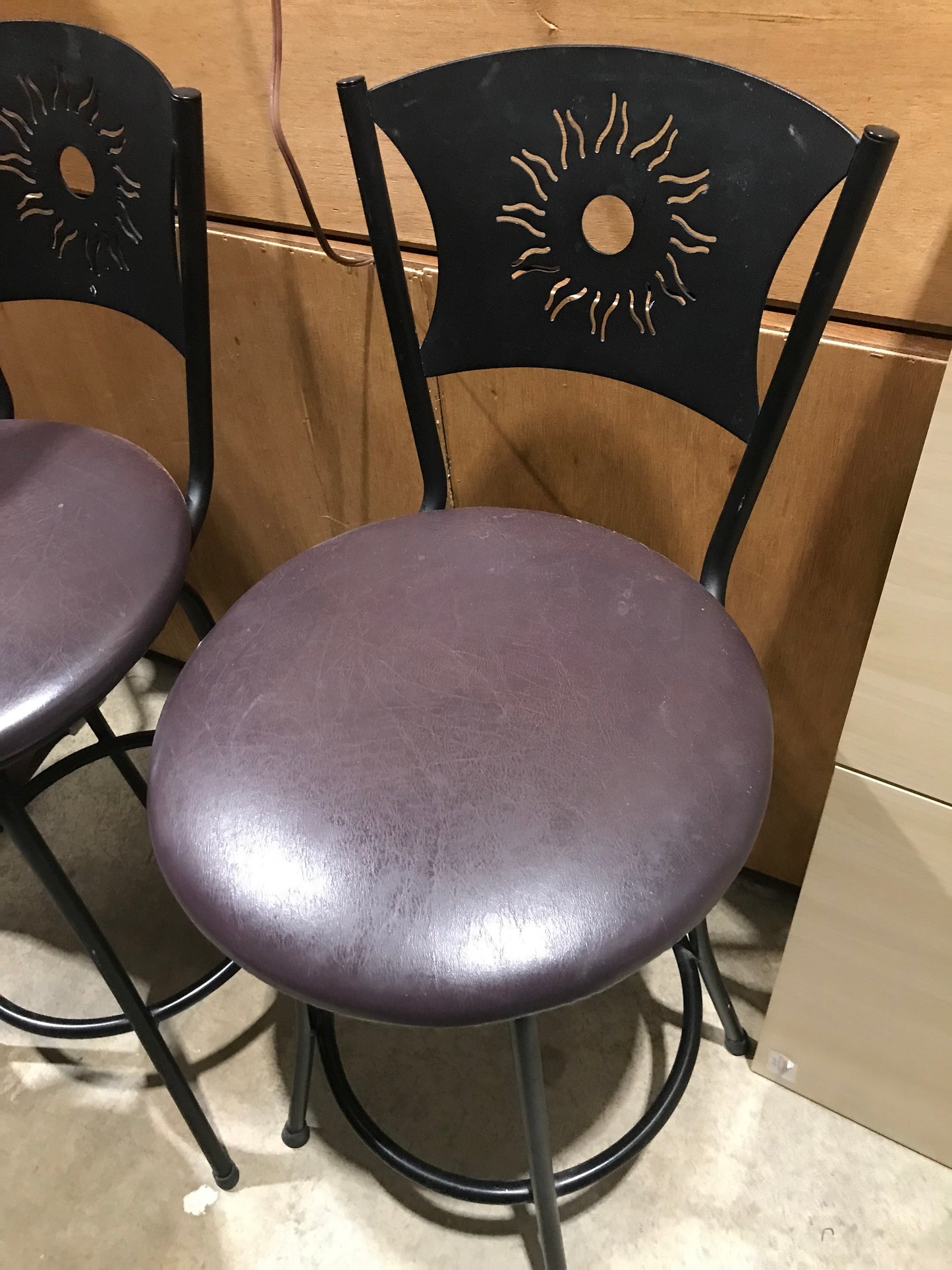 Burgundy Metal Swivel Bar Stool - 1 available
