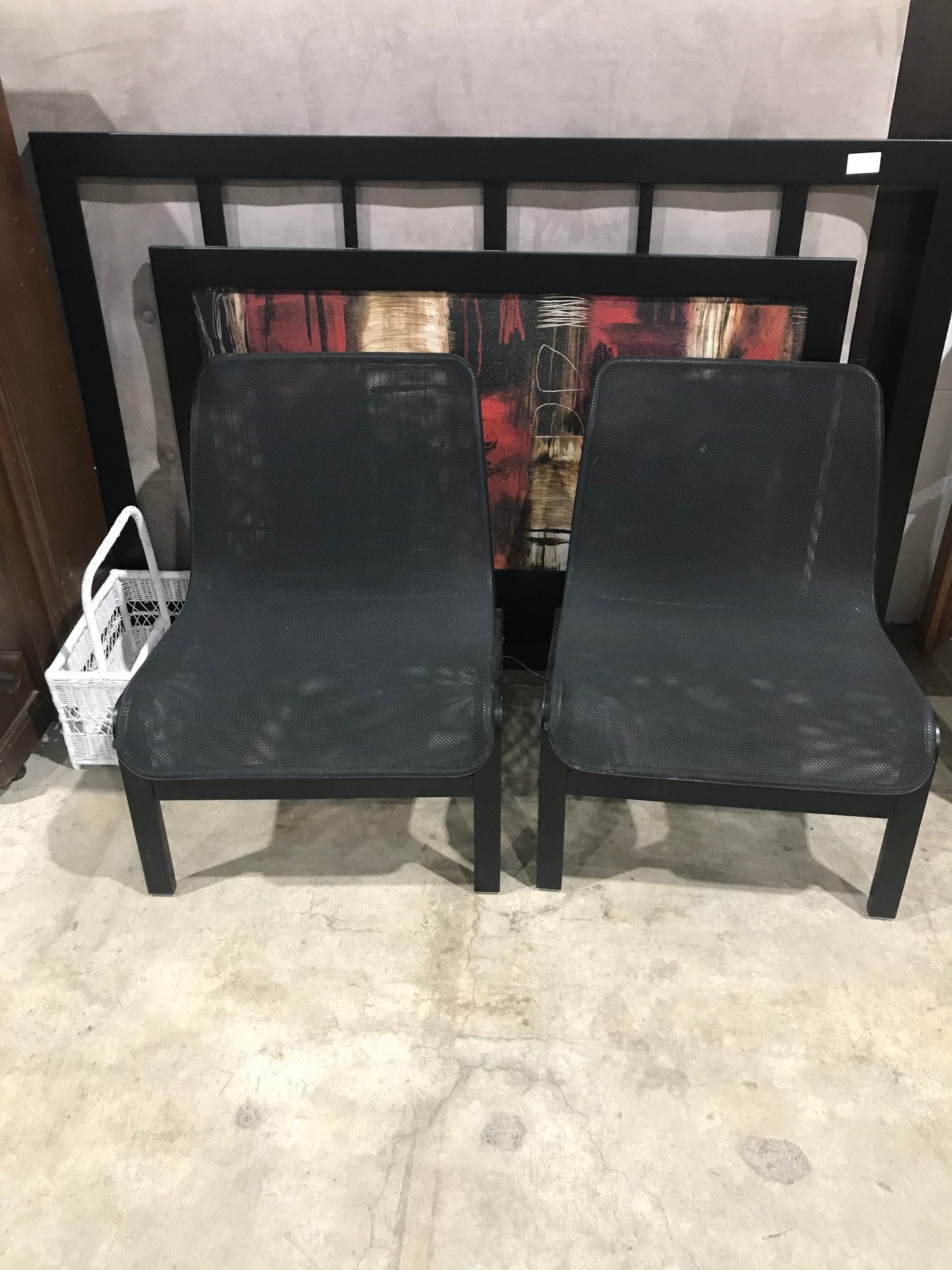 Ikea Black Mesh-Back Chairs - Set of 2