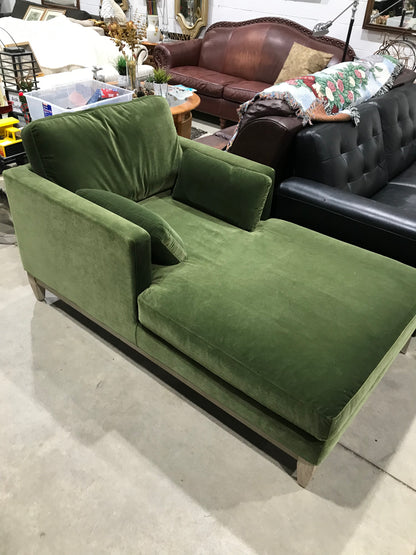 Green Velour Lounge Chair with 2 Cushions
