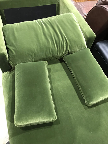 Green Velour Lounge Chair with 2 Cushions