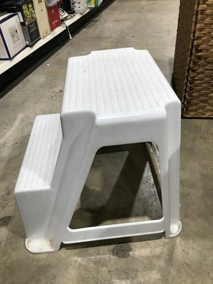 White Plastic 2-Step Stool