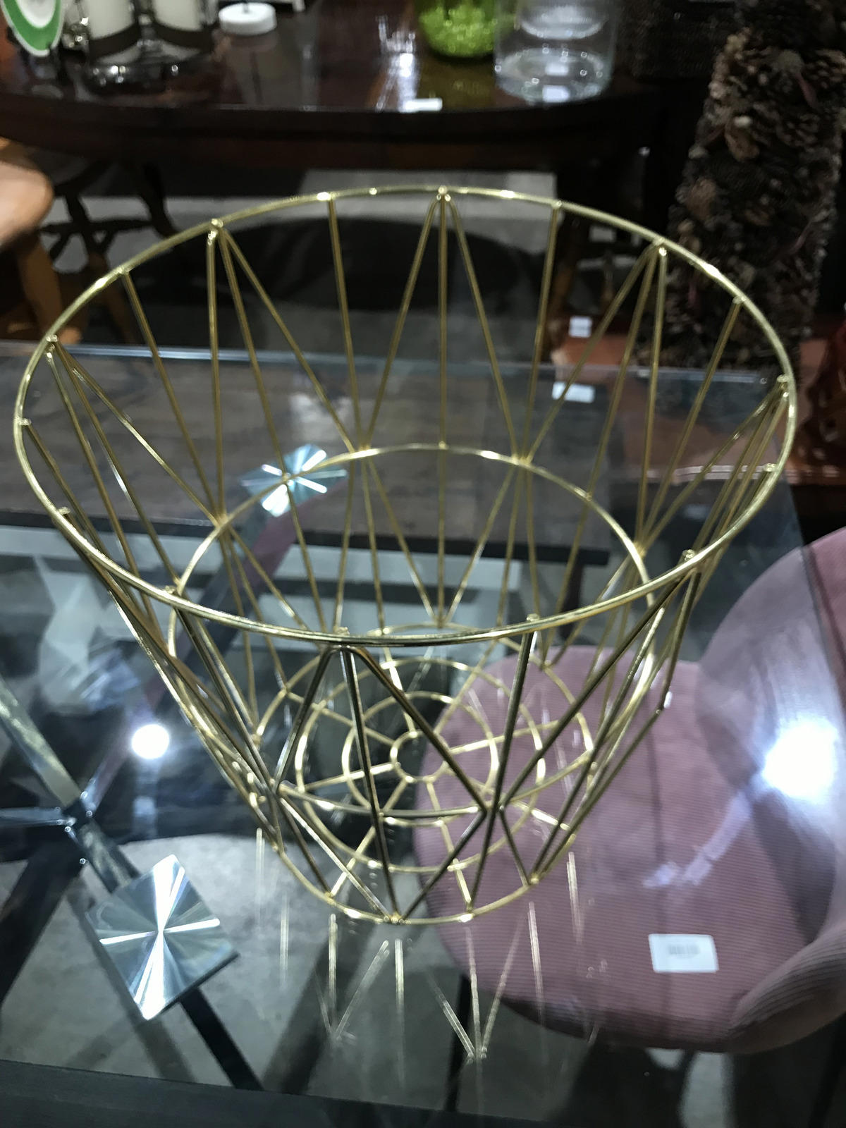 Gold Wire Basket - 14”W x 14”H