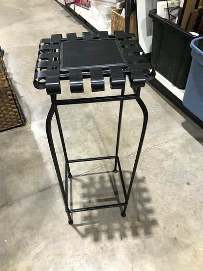 Black Metal Plant Stand with Pattern Top (30"H x 12"W x 12"D)