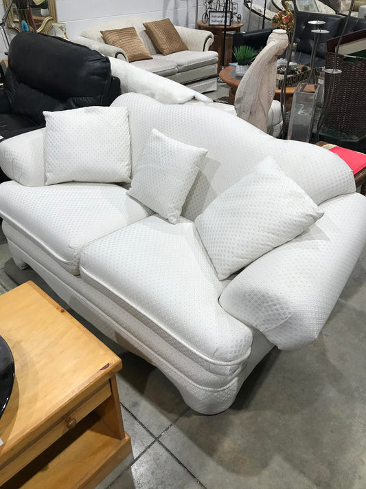 Coventry Collection White Sofa with Diamond Pattern