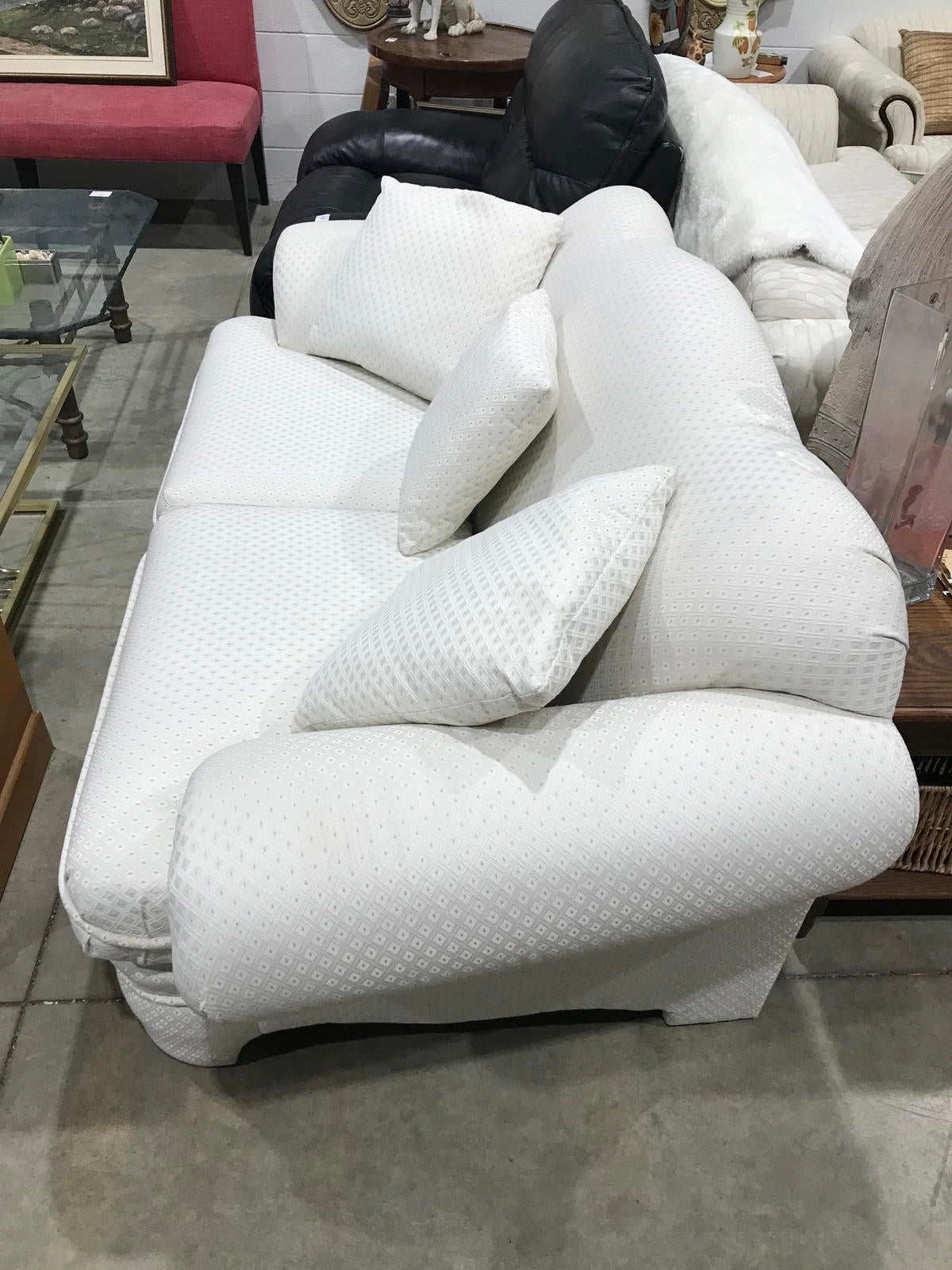 Coventry Collection White Sofa with Diamond Pattern