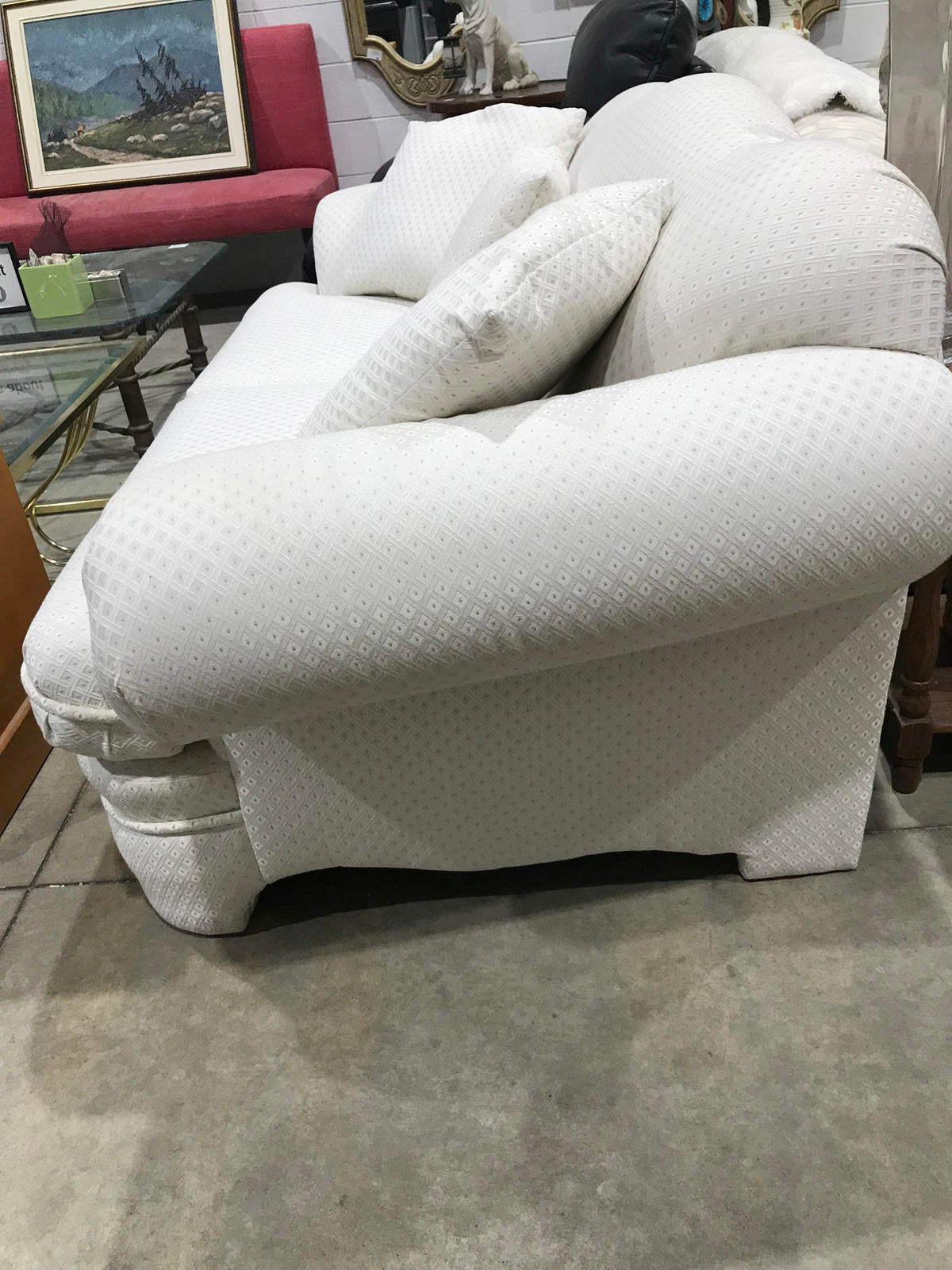 Coventry Collection White Sofa with Diamond Pattern