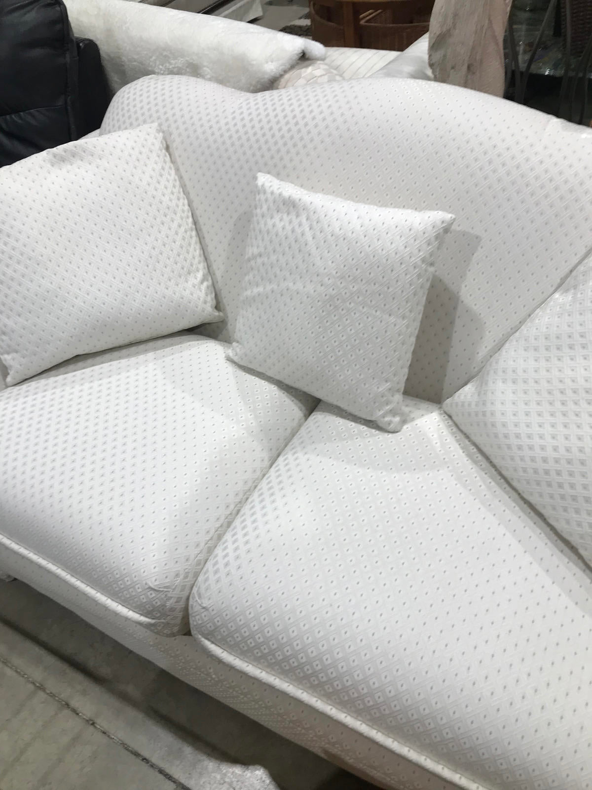 Coventry Collection White Sofa with Diamond Pattern