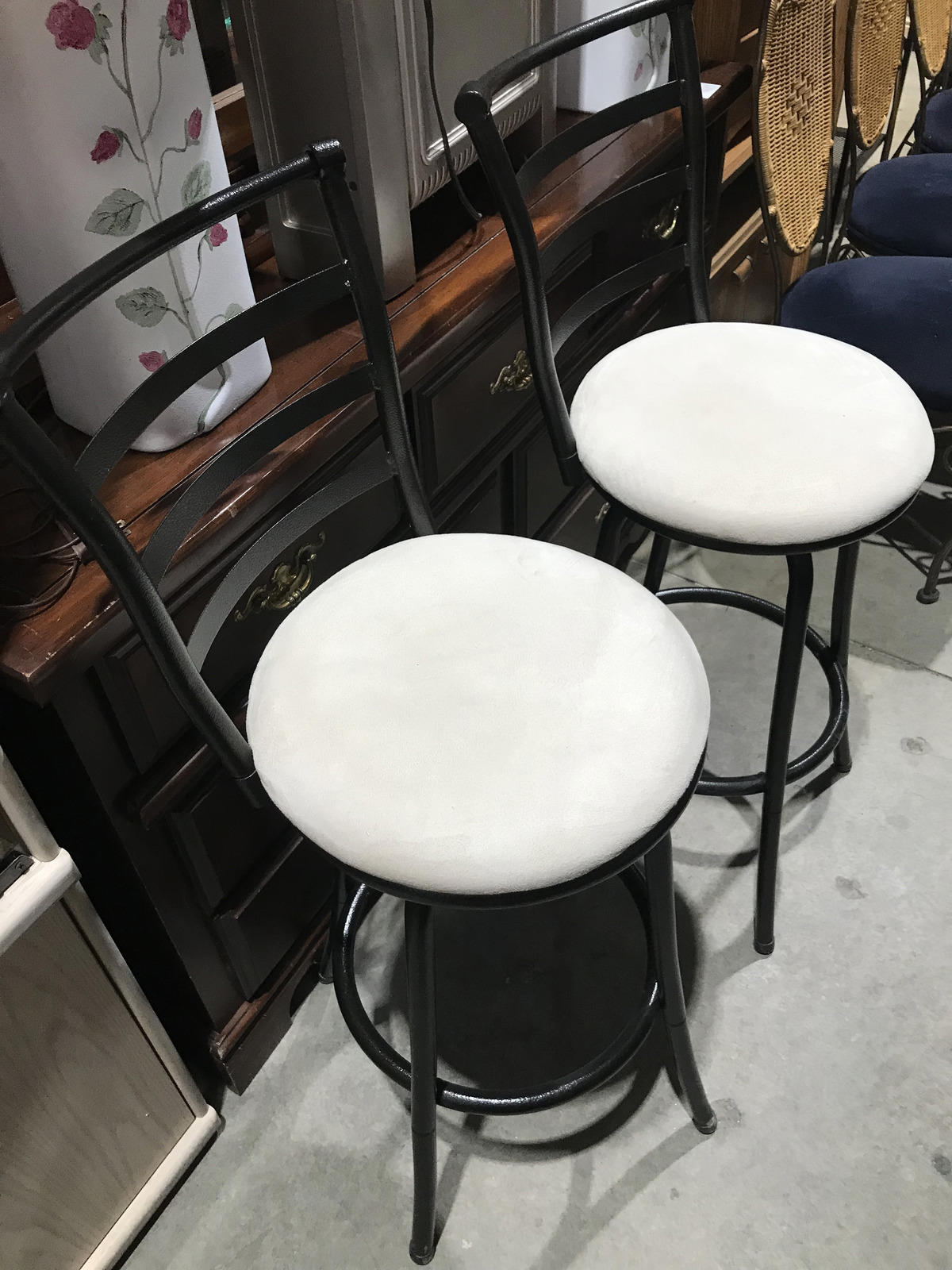 Matching Swivel Metal Bar Stools
