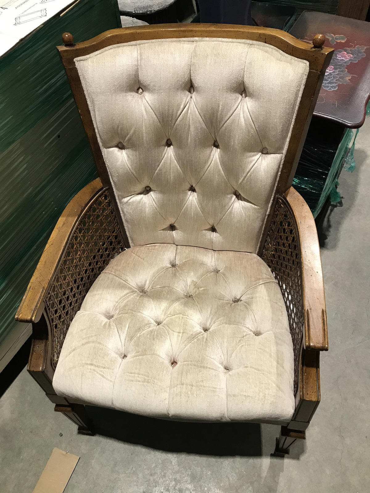 Wood and Corduroy Accent Chair