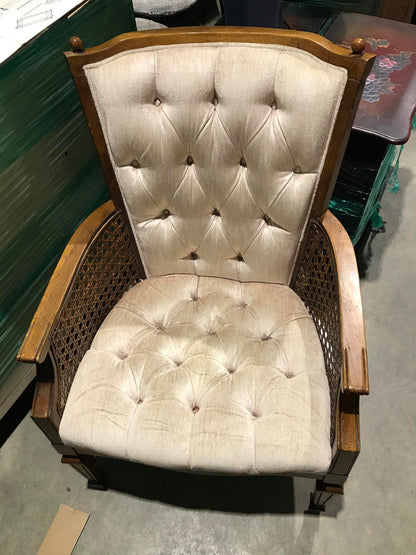 Wood and Corduroy Accent Chair