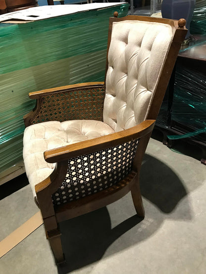 Wood and Corduroy Accent Chair