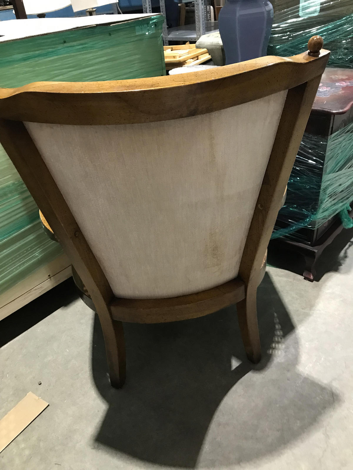 Wood and Corduroy Accent Chair