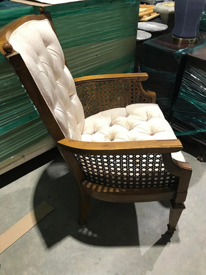 Wood and Corduroy Accent Chair