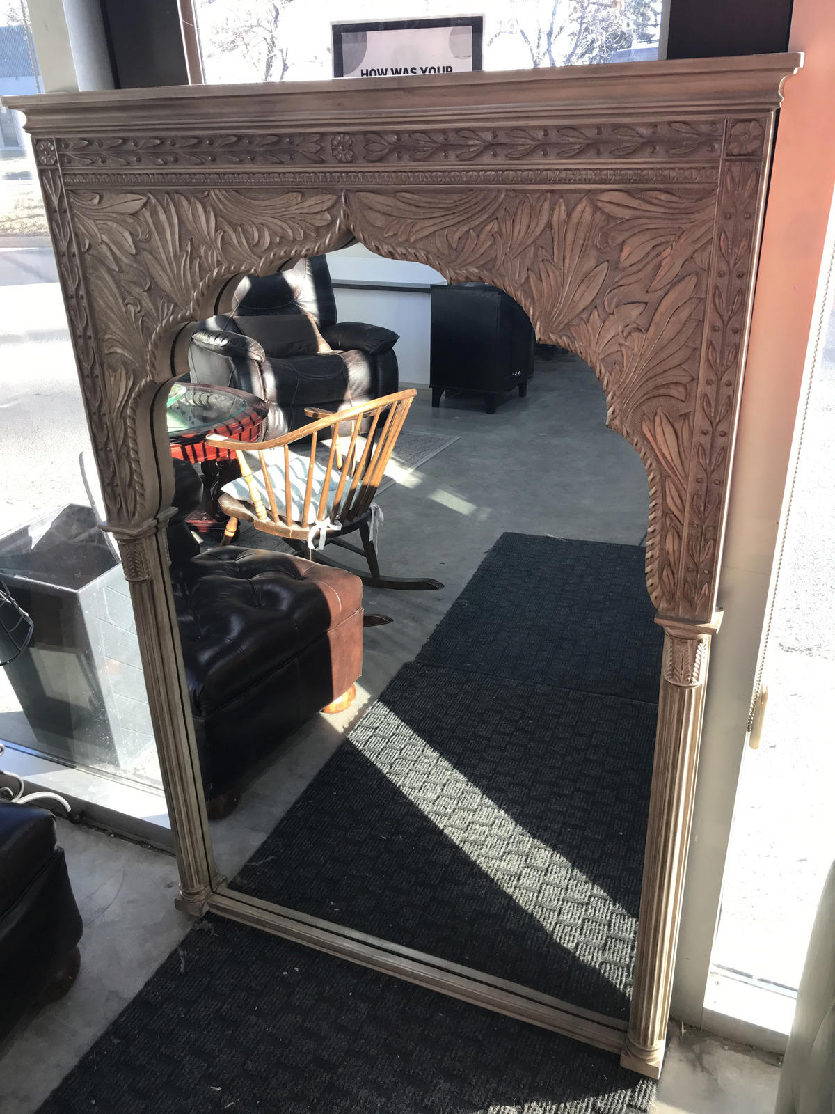 Carved Wood Mirror - (40”W x 58”H x 3”D)