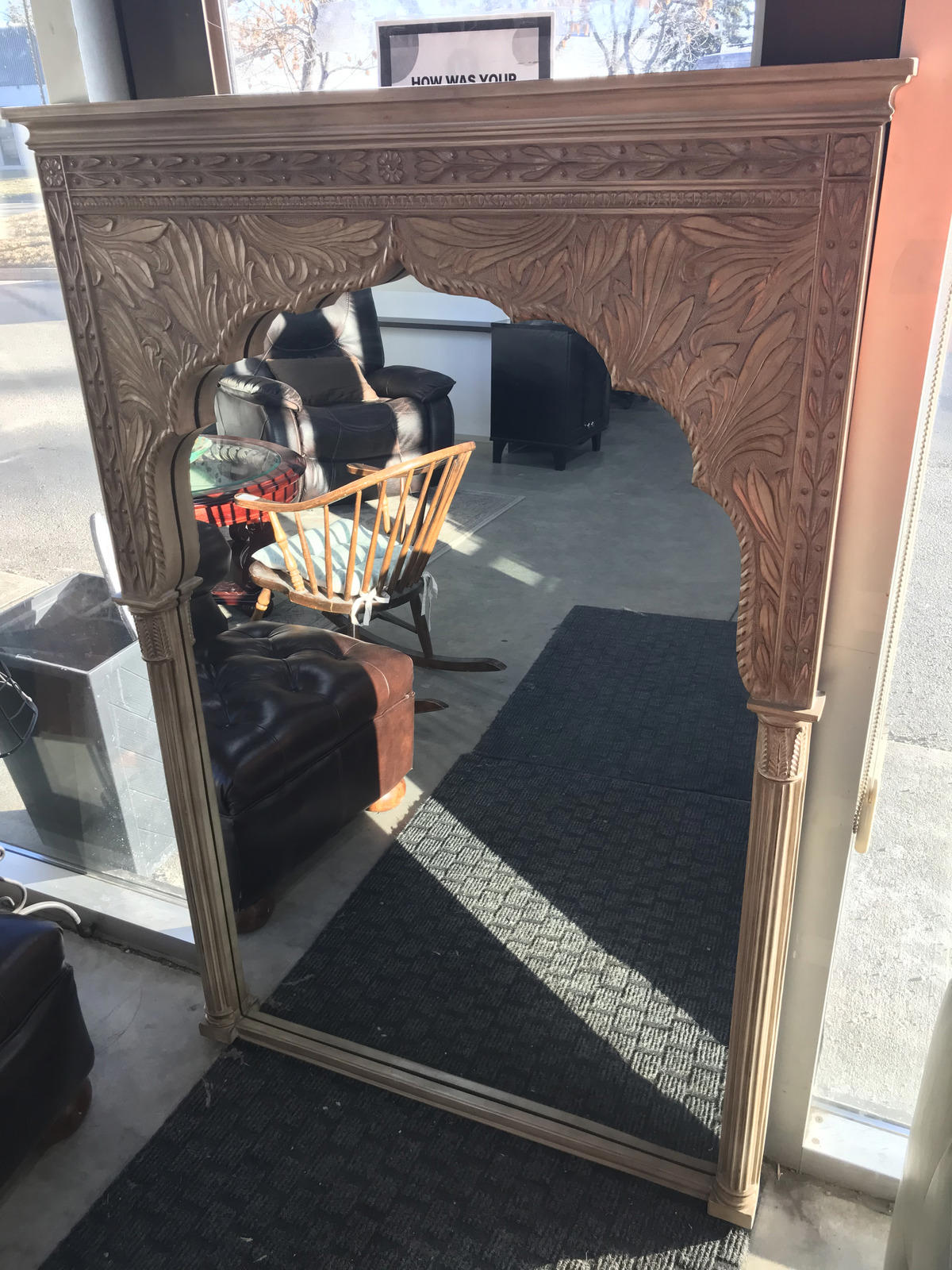 Carved Wood Mirror - (40”W x 58”H x 3”D)