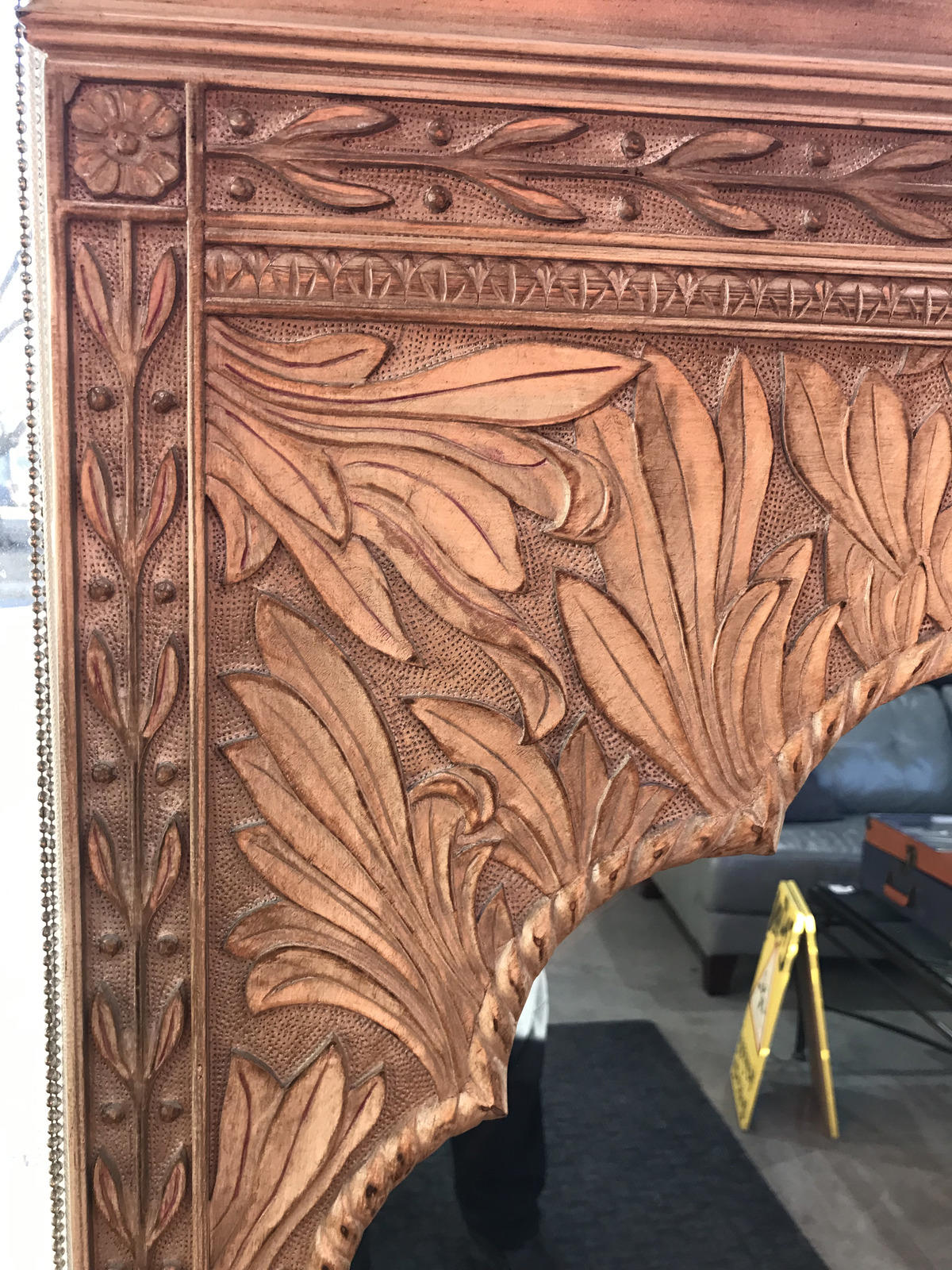Carved Wood Mirror - (40”W x 58”H x 3”D)
