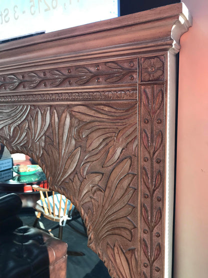 Carved Wood Mirror - (40”W x 58”H x 3”D)