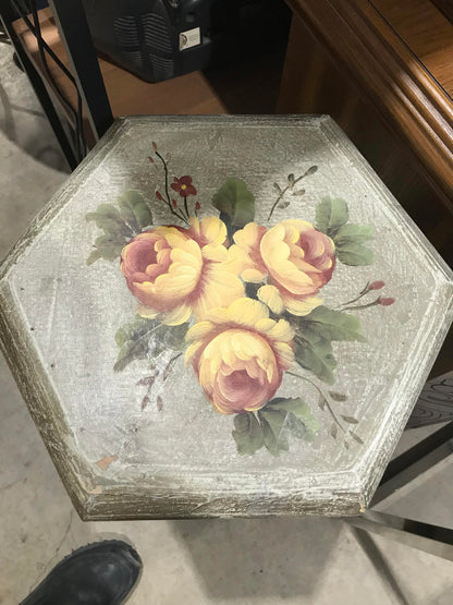 Painted Floral Plant Stand Pedestal