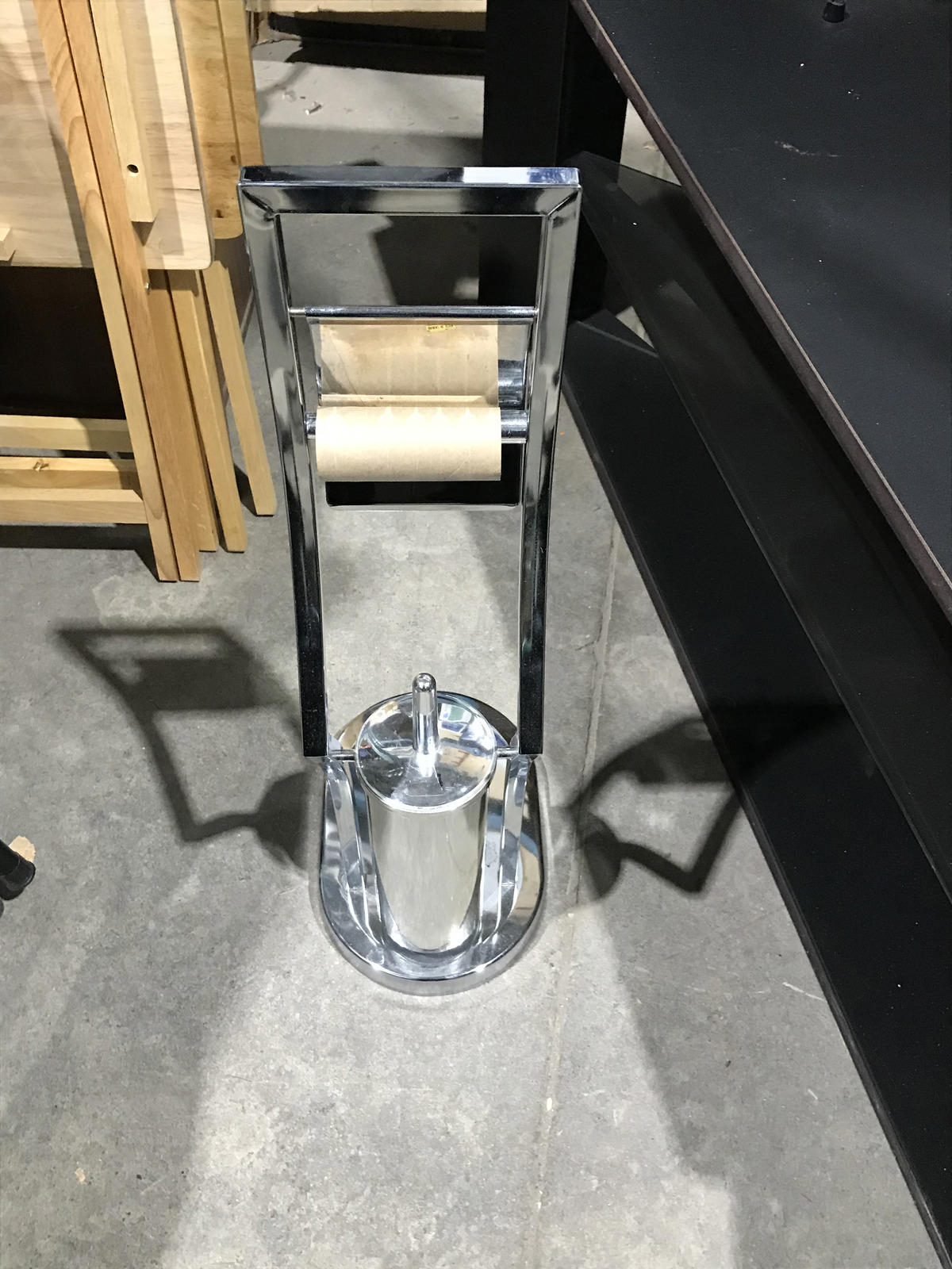 Chrome Toilet Paper Holder with Brush