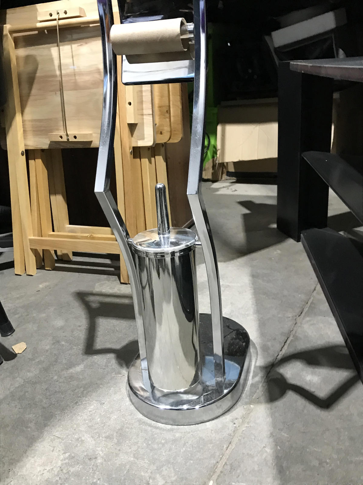 Chrome Toilet Paper Holder with Brush