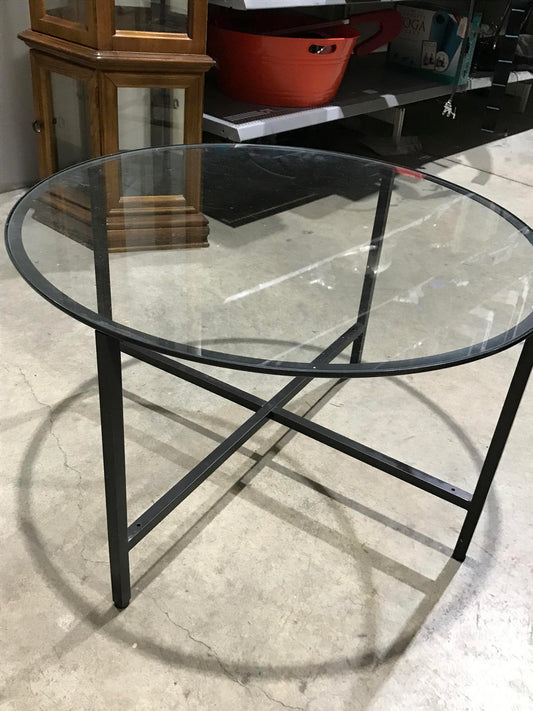 Round Glass Coffee Table (18"H x 30"W)