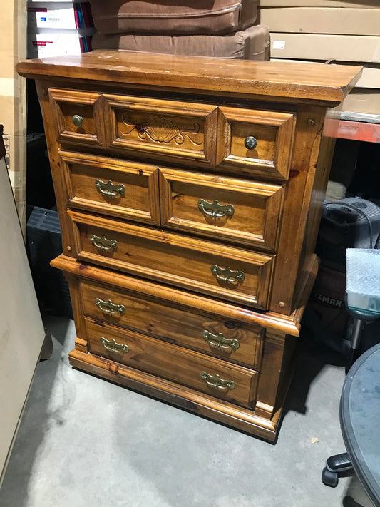 5 Drawer Tall Solid Wood Dresser
