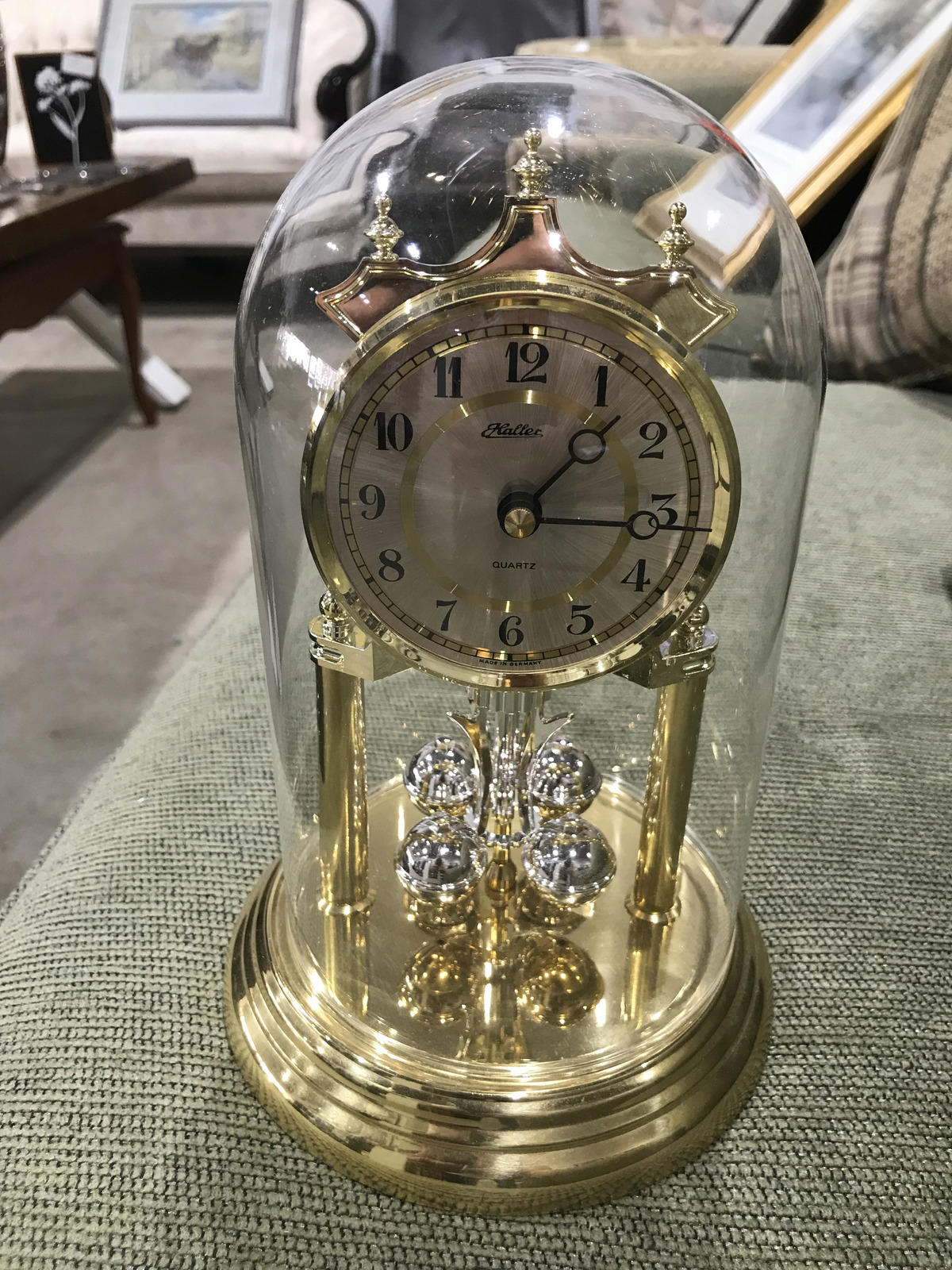 Haller Glass Dome Gold Table Clock