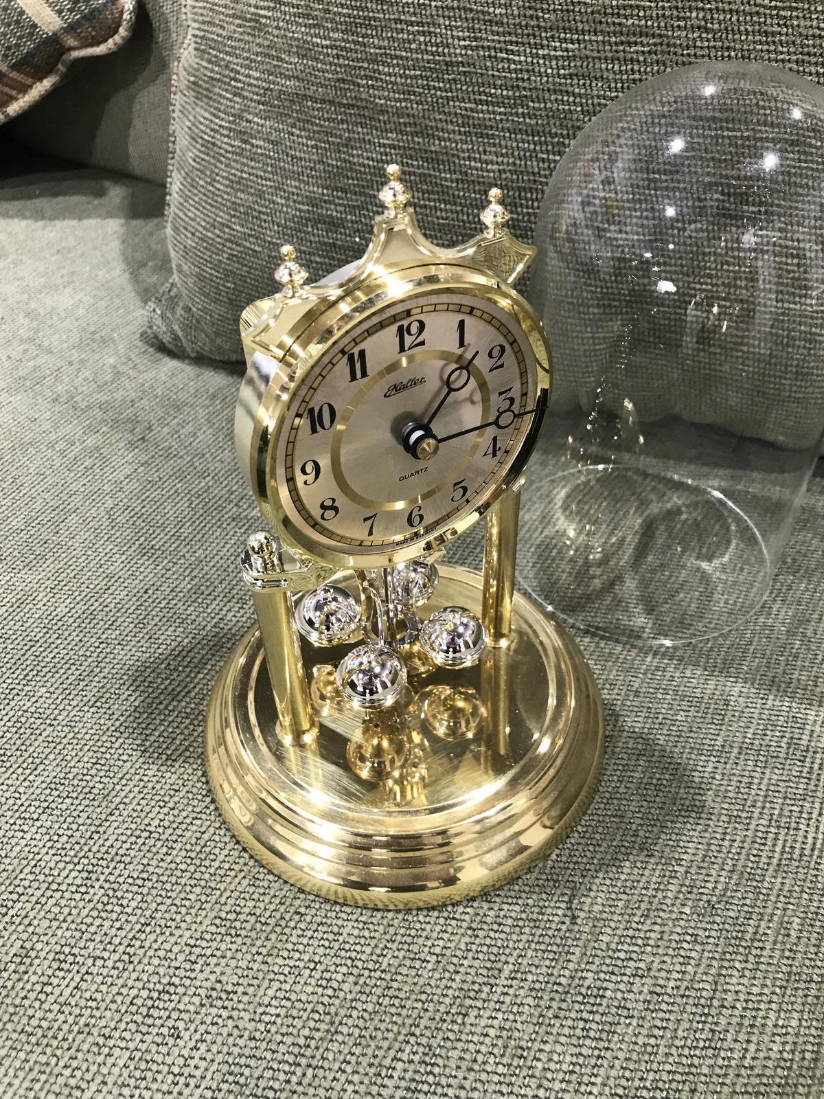 Haller Glass Dome Gold Table Clock