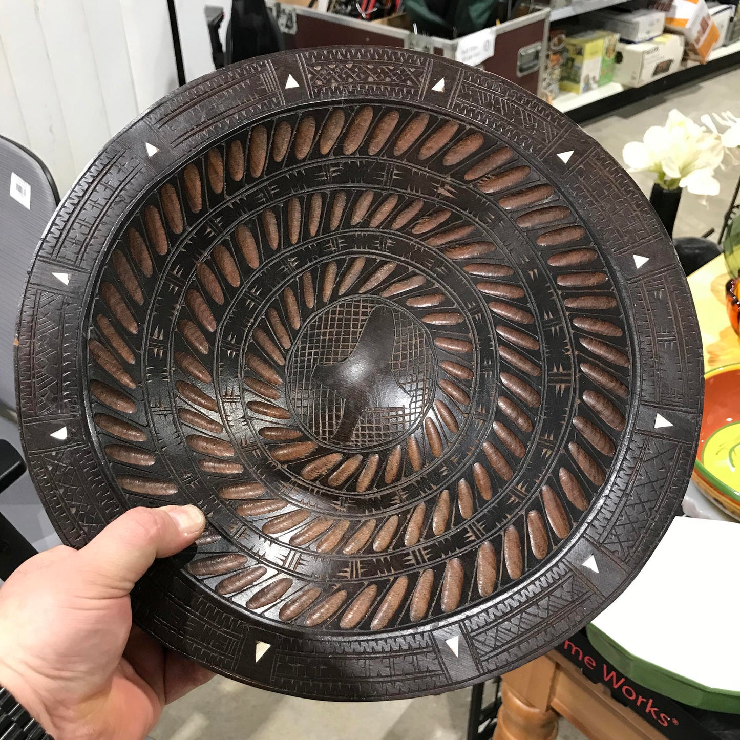 Carved Wooden 13" Bowl