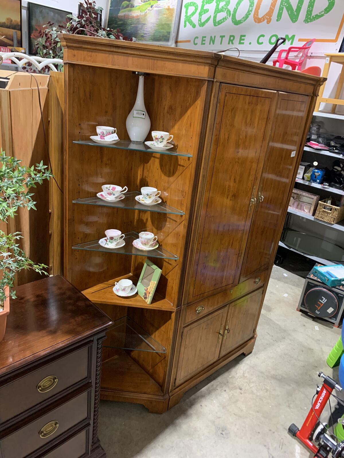 Drexel Wooden Corner Display Cabinet