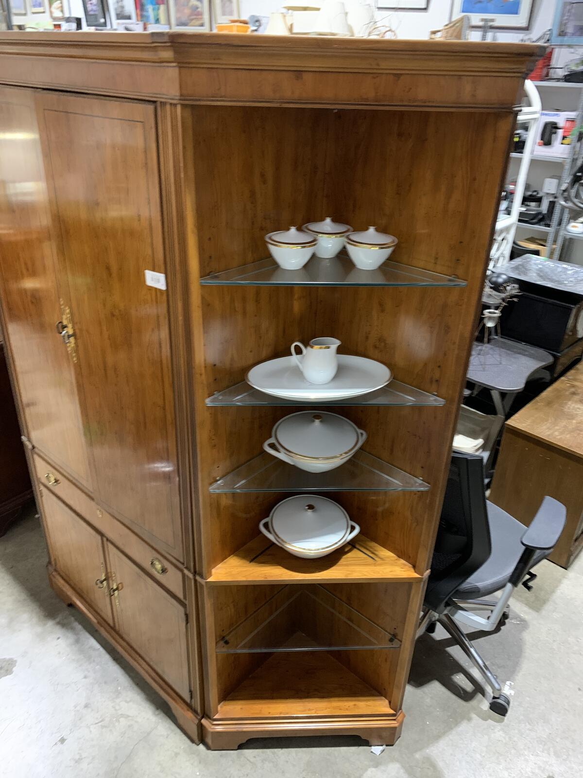 Drexel Wooden Corner Display Cabinet